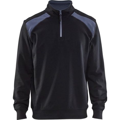 Felpa da lavoro con colletto camionista bicolore 3353 - Nero/Grigio chiaro 4XL (1/4)