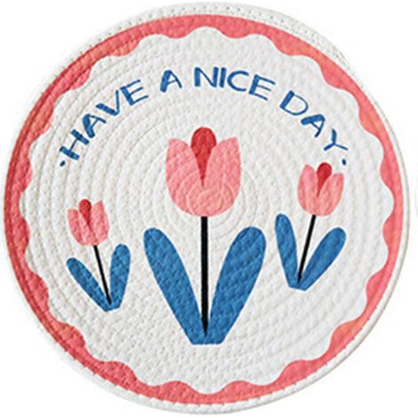 Sets de table en corde de coton à motifs de tulipes, isolants thermiques, pour la table à manger et les fêtes (12 pièces). (1/5)