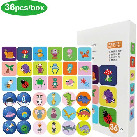 36 Pièces Patchs Anti-Moustiques Enfants Motifs Animaux - Répulsif Naturel Insectes (1/5)