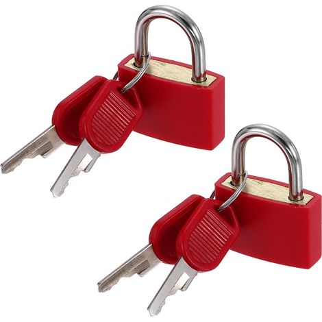 Lot de 2 petits cadenas de 3,6 cm avec clés de 3,6 cm de long, recouverts d'ABS en laiton massif, antirouille et étanche, pour sac à dos, casier, armoire, boîtes, rouge (1/5)