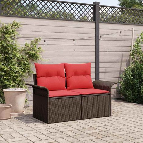 vidaXL Divano da giardino con cuscino 141 x 62 x 69 cm polyrattan (1/5)