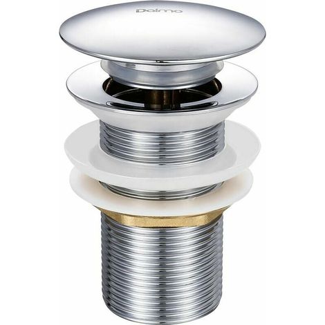 [MAI UTILIZZATO]  Piletta di scarico per lavello a scomparsa in ottone cromato G 1-1/4 senza troppopieno, dotata di sistema di apertura e chiusura con pulsante facile da premere.-INHHUB