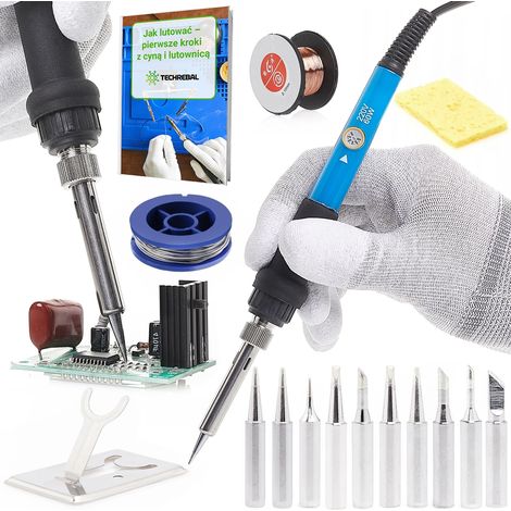 Saldatore di precisione Techrebal "Blue Jet" TBJ60W con potenziometro 60W + 10 punte + accessori