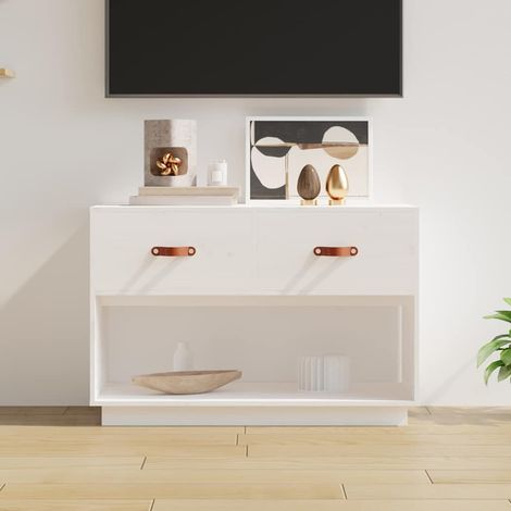 vidaXL Mueble para TV madera maciza de pino blanco 90x40x60 cm (1/5)