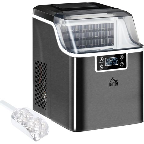 Machine à glaçons, 20 kg en 24h, 24 glaçons en 14-18 min, ice maker avec fonction autonettoyante, 25,2x36x37,1cm, noir