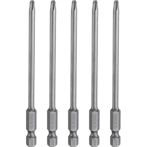 5pcs Phillips 2 PH2 Screwdriver Bits Hex Shank 1/4" 4" (100mm) Long Industrial Grade Magnetic S2 Steel for Electric Screwdriver 0.157" (4mm) Shank (1/5)