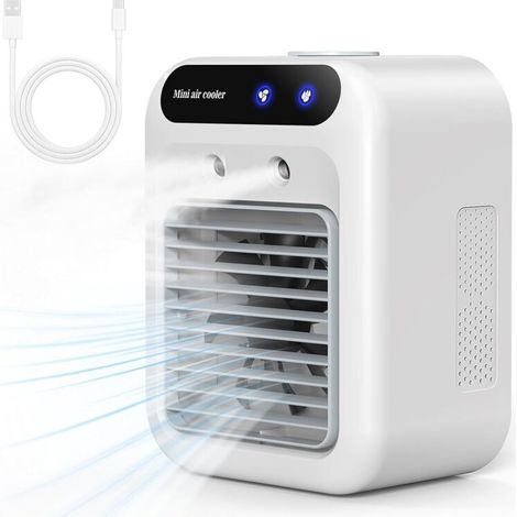 Tragbare Klimaanlage, leise mobile Klimaanlage, 500-ml-Luftkühler, Luftkühler, 2 Geschwindigkeitsstufen, 2 Nebelmodi, Mini-Klimaanlage geeignet für Schlafzimmer und Büro