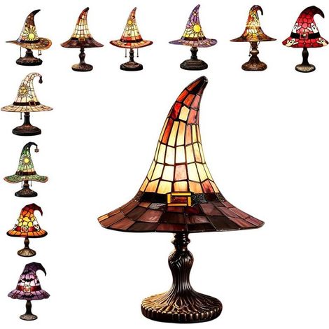 Lampada cappello strega – vetrata – 18cm – USB – Halloween – Gotico – Biblioteca (1/5)