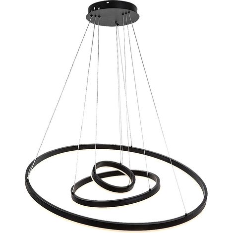 Suspension LED 3 anneaux noire avec télécommande, dimmable, 100 W, 8000 lm Rabalux Isaure (1/5)