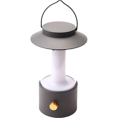 LED-Campinglaterne in Schwarz, Lampe für den Innen- und Außenbereich, Dimmer, ca. 19 cm, tragbare Lampe