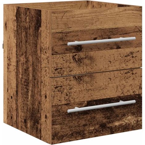 Armoire d'évier rustique mural avec tiroirs rangement 41 x 38,5 x 48 cm en bois d'ingénierie bois ancien
