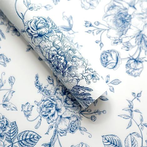 Set of 20 waterproof scented drawer liners with floral pattern for wardrobe, bedroom, closet (50 x 35 cm, blue) (1/5)