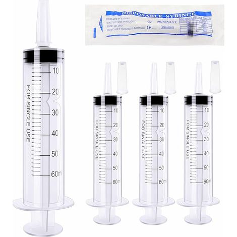 4 Pièces 60ml Outils de Mesure de Liquide en Plastique, Emballage Individuel, Tube de Remplissage de Mesure, pour Laboratoire Industriels, Distribution de Liquide et Arrosage (1/5)