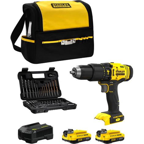 Schlagbohrschrauber STANLEY FatMax SFMCD711DSA (2 x 2,0 Ah + Ladegerät + Tasche + Set mit 50 Zubehörteilen) (1/5)