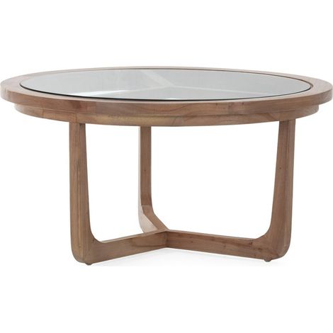 Table basse ronde en bois de cèdre - Naturel voilé (1/3)