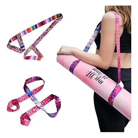 2 PièCe Sangle Yoga,Bande Elastique Musculation,Fitness Materiel,Elastique Fitness,Resistance Band,Sangle De Transport ImpriméE,Sangle De Tapis De Yoga,Pour Tapis De Yoga,Exercices,Fitness (1/5)