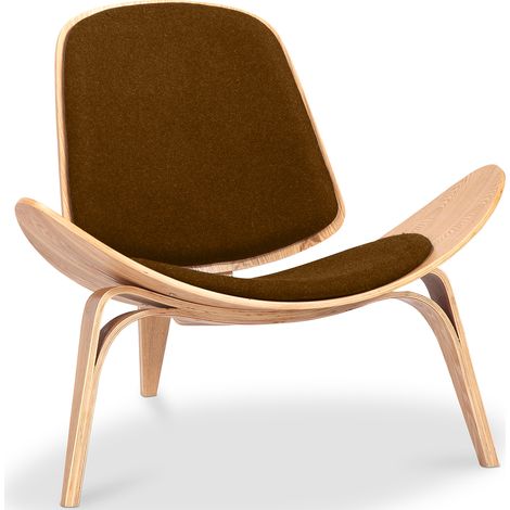 Fauteuil design - Fauteuil scandinave - Revêtement en tissu - Lucy Marron