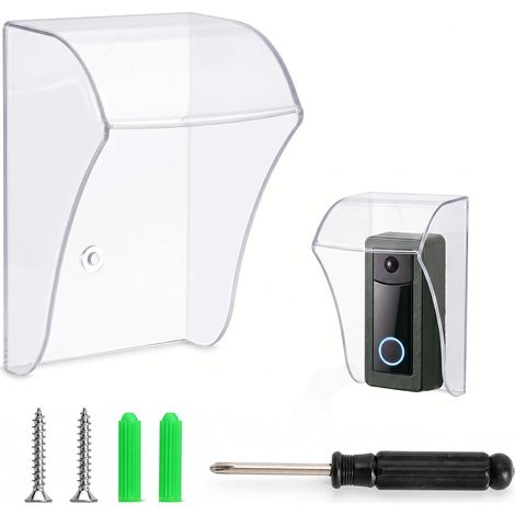 Couvercle Étanche Transparente Bouton Sonnette, Cache Sonnette Extérieur Étanche avec Vis et Tournevis, Boîtier Universel pour Sonnette sans Fil, Protection Murale Contre Pluie Poussière Intempéries (1/5)