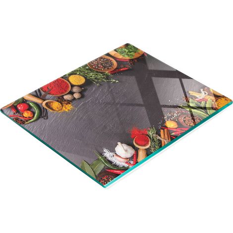 Planche à découper décorative en verre pour épices et herbes aromatiques, 60 x 52 cm (1/5)