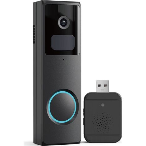 Sonnette Vidéo sans Fil avec Carillon – Sonnette Vidéo Intelligente 1080P Fhd avec Analyse AI, Audio Bidirectionnel, Détection De Mouvement Pir pour L'Extérieur, Antivol, Alertes Instantanées (1/4)