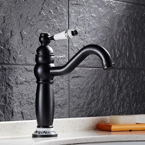 Mitigeur pour vasque laiton noir monocommande pour lavabo (1/5)