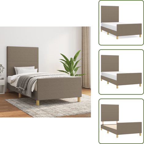Cama con cabecero - vidaXL Estructura de cama sin colchón tela taupe 90x200 cm - Cama de tela