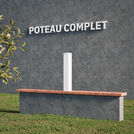 Mon Marché Déco – Poteau complet PVC 72 cm – Résistant aux intempéries – Installation facile sur muret ou sol bétonné – Accessoires inclus (1/4)
