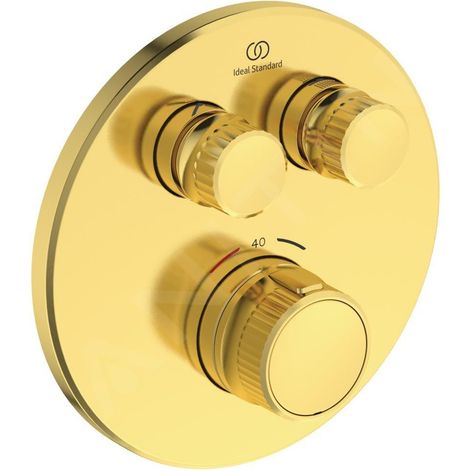 Ideal Standard CeraTherm Navigo - Mitigeur de douche thermostatique encastré pour 2 sorties, Brushed Gold A7296A2 (1/4)