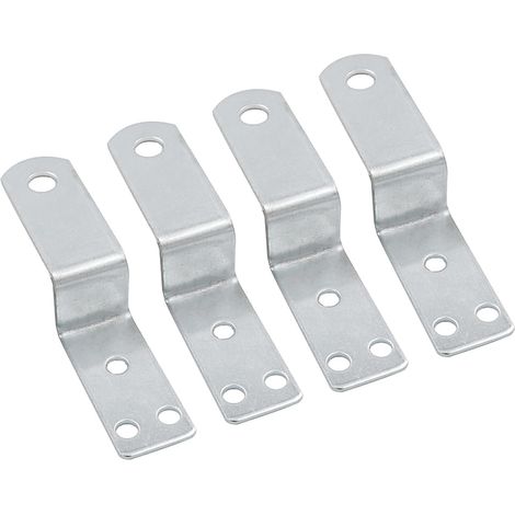 Set of 4 Z-shaped corner brackets - Furniture fixings for home, barn and garden shed - Size M - Silver iron - General mounting (1/5)