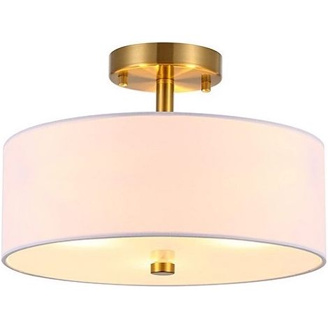 Plafonnier en tissu blanc et Or D32cm (1/5)