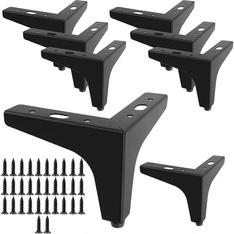 Pieds de meuble réglables, ensemble de 8 pièces, pieds de meubles triangulaires de 10 cm/4 pouces, pieds de table en métal, pieds de meuble, pieds de remplacement pour meubles à monter soi-même. (1/5)