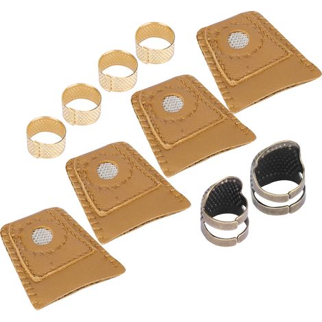 Verstellbarer Fingerhut aus Messing und Schaffell, Fingerschutzset, Bastelzubehör (1/5)