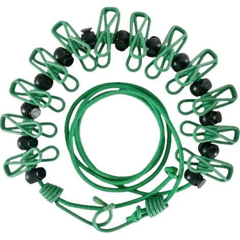 Elastische Wäscheleine für Camping und Reisen, ideal für Balkone und Gärten (grün, 1 Stück) (1/5)