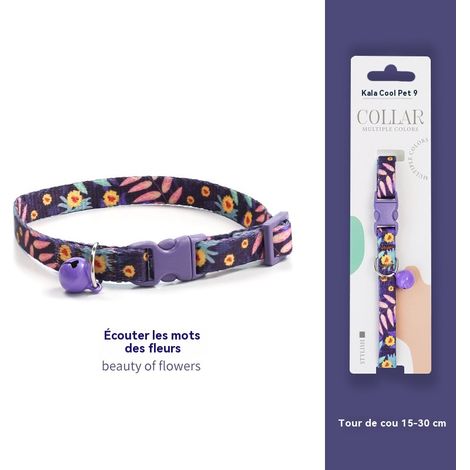 Collier pour chat avec clochette - Sécurité anti-étranglement - Couleurs tendance - Convient aux chats ayant un tour de cou de 15 à 30 cm