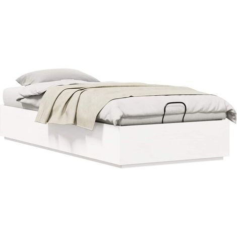 Cadre de lit ottoman blanc, 75 x 190 cm, pin massif. (1/5)