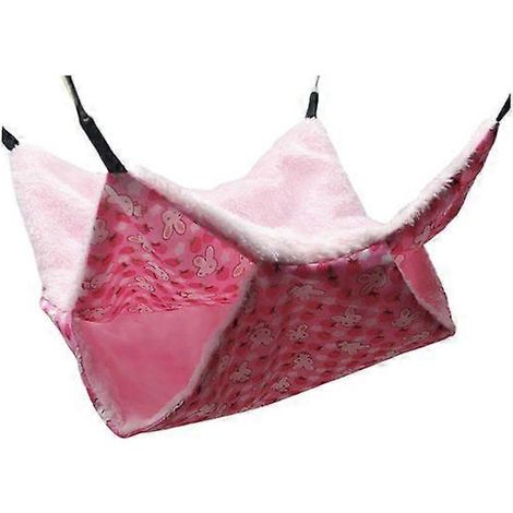 Adorable balancelle suspendue pour hamac à rongeurs, lit pour chinchilla, perroquet, cobaye, cochon d'Inde, rat, oiseau - Taille S, rose.