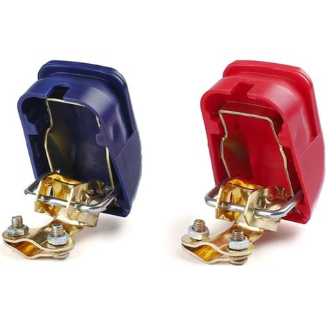 2pcs connecteurs de Pinces de bornes de Batterie 12V à dégagement Rapide, bornes à déconnexion Rapide, pour Camping-Car de Voiture - Rouge et Bleu (1/5)