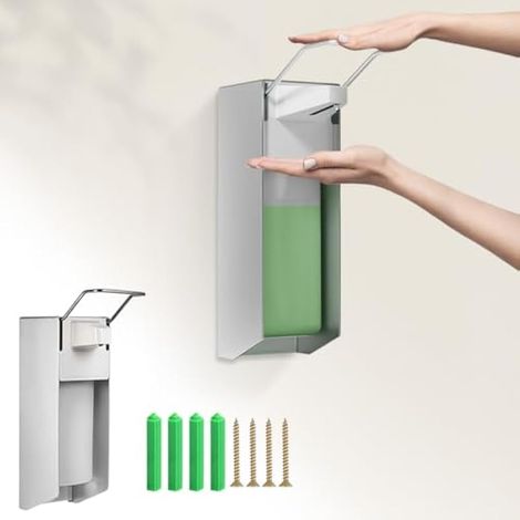 Distributeur de Gel Désinfectant 500ML Distributeur de Savon Mural Distributeurs Gel Douche Distributeurs Savons Manual avec Levier de Commande 500 ML Porte Savon Liquide pour Salle de Bain (1/5)