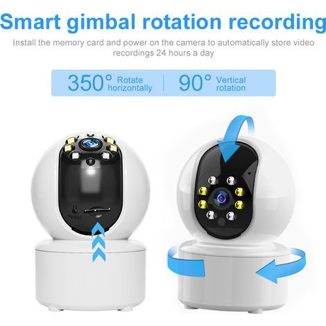 1080p Smart WiFi Camera System Wireless Monitor 350° Rotation Motion Detection Two-Way Night Vision App Remote Control for Home Office (1/5)