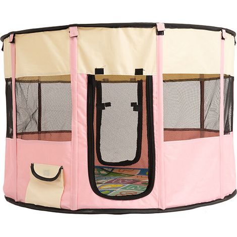 Enclos rond portable pliable pour chat et chien, intérieur/extérieur, rose – DELKEVIC