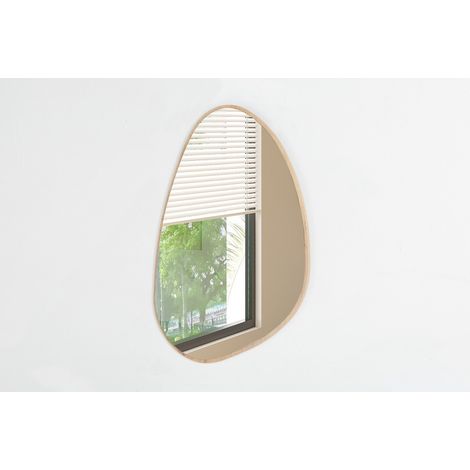 Espejo asimétrico NARA – 60x80 cm – Acabado en roble envejecido – MDF decorativo de madera – Diseño orgánico (1/5)