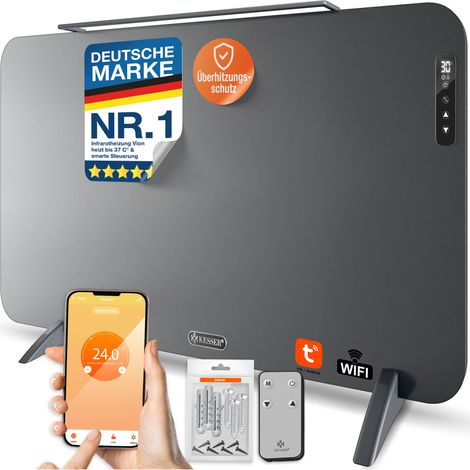 KESSER® Infrarotheizung VION, WLAN, mit Handtuchhalter - 450 W, Anthrazit (1/5)