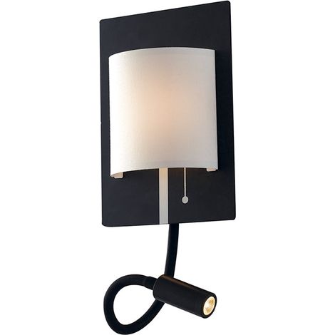 "Applique LED POP in metallo nero con paralume bianco e braccio flessibile"