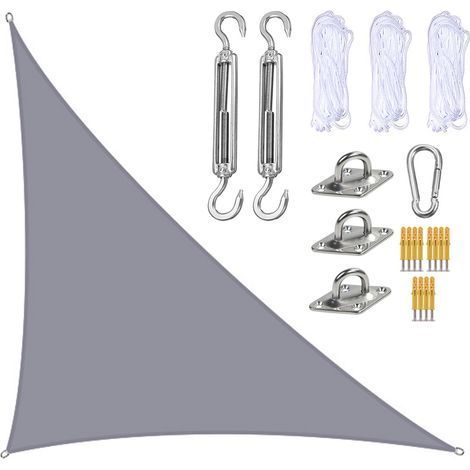 Voile d'ombrage 4x4x5.7m, auvent extérieur triangulaire droit pour jardin, arrière-cour, terrasse, Patio, gris (1/5)