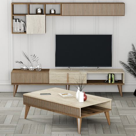 Set Muebles de Salón Cassacco, Modular, 9 Estantes, 2 Puertas, Marrón (1/5)