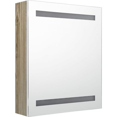 Mueble de baño con espejo LED 50 x 14 x 60 cm roble 020006590 (1/5)