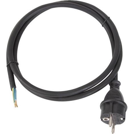 Perel Câble d'alimentation, H05RR-F 3G1.5, 1.5 m, 10 A/230 V, 3680 W, type E/F, usage intérieur, PVC, noir (1/2)