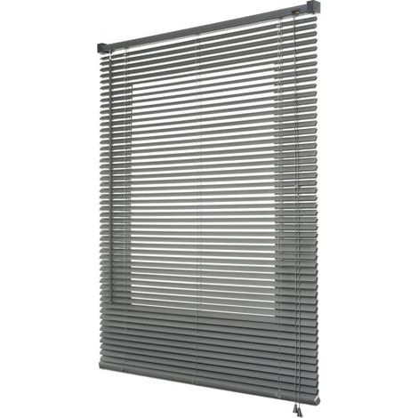 veneziana in vinile grigio con lamelle da 25 mm, 75x160 cm