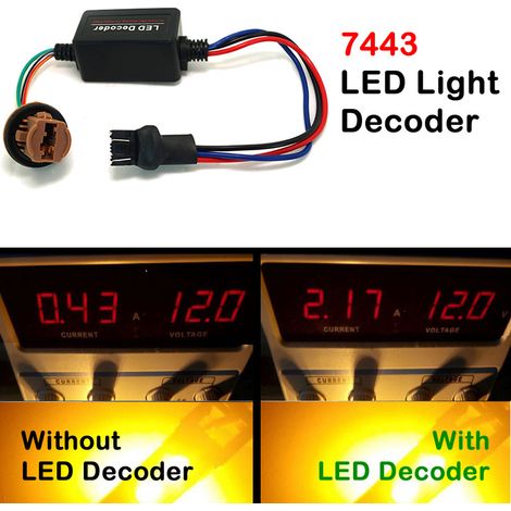 Décodeur de défaut de feu LED T20 7443, décodeur de défaut de feu stop LED, ballast de feu arrière.