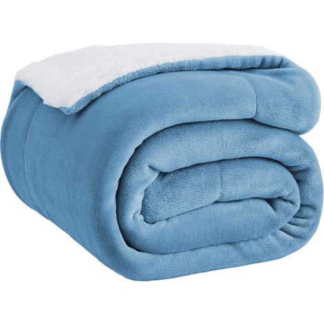 Manta acogedora de lana azul verdosa: gruesa y cálida, de suave tejido polar, 50 x 60 pulgadas.